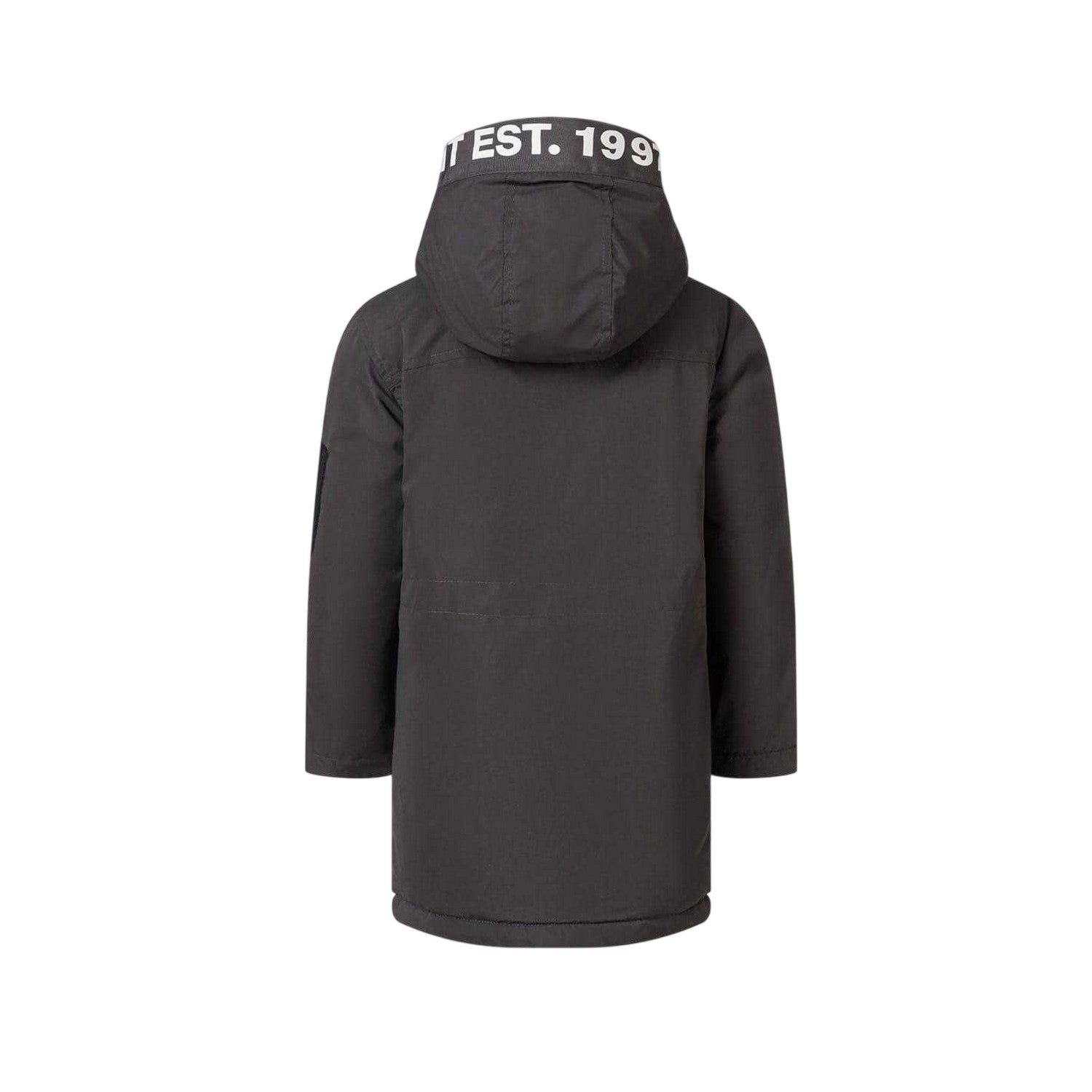 Charcoal - Back - Minoti Childrens-Kids Taslan Utility Jacket