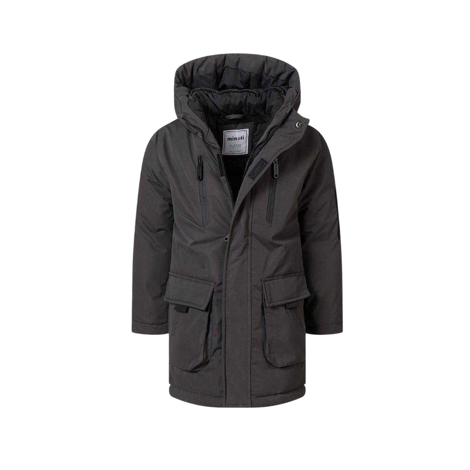 Charcoal - Side - Minoti Childrens-Kids Taslan Utility Jacket