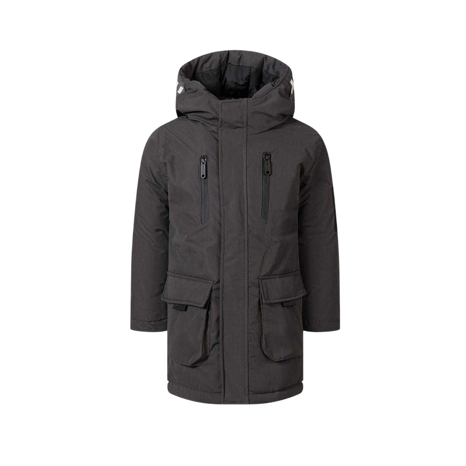 Charcoal - Front - Minoti Childrens-Kids Taslan Utility Jacket