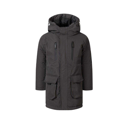 Charcoal - Front - Minoti Childrens-Kids Taslan Utility Jacket
