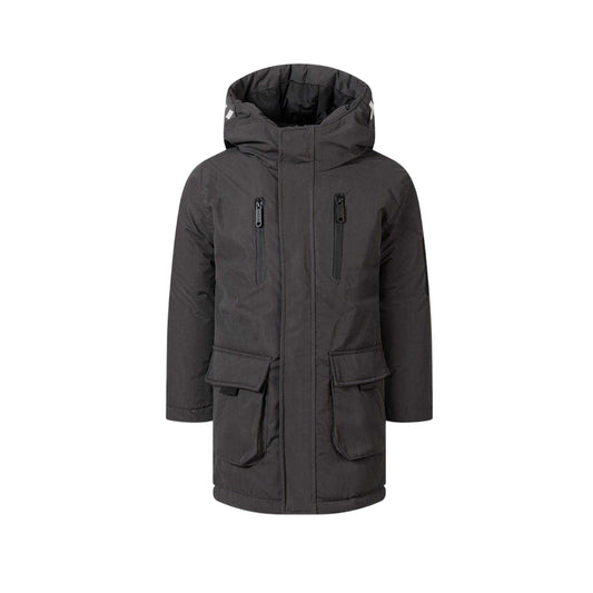 Charcoal - Front - Minoti Childrens-Kids Taslan Utility Jacket