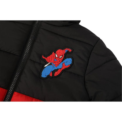 Red-Black - Side - Spider-Man Childrens-Kids Puffer Jacket