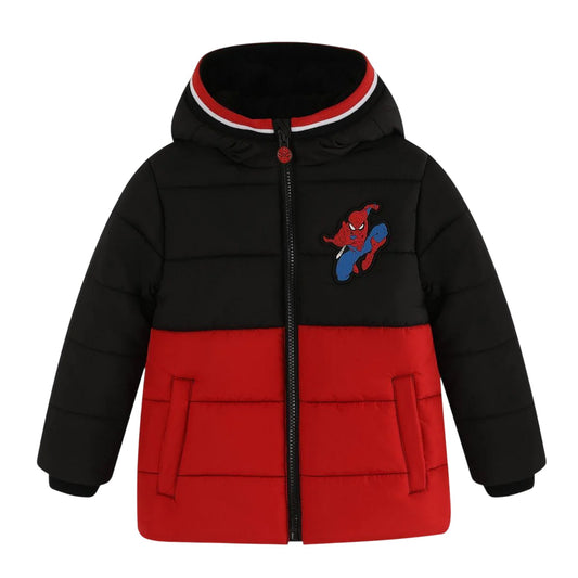 Red-Black - Front - Spider-Man Childrens-Kids Puffer Jacket