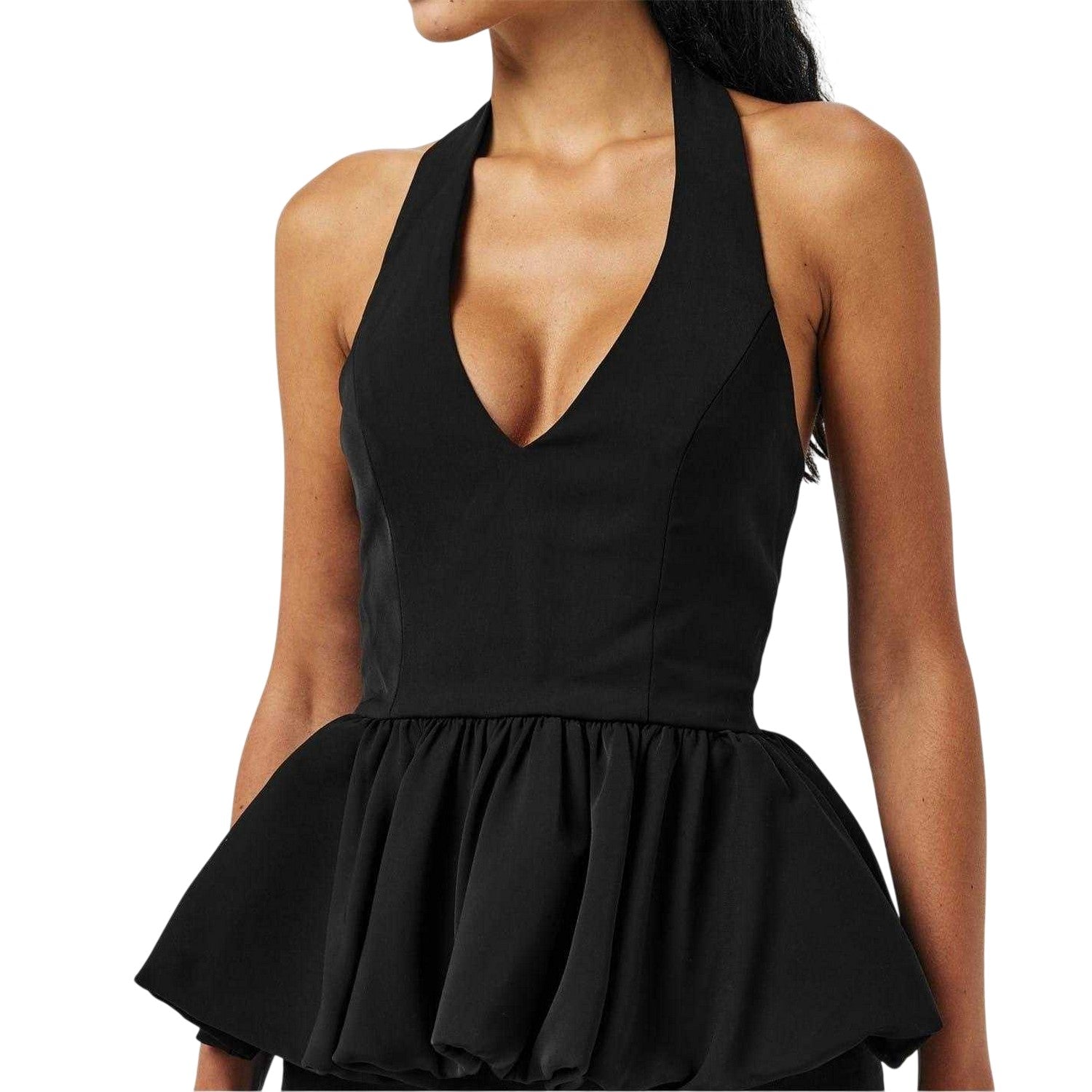 Black - Side - Odd Muse Womens-Ladies Polka Dot Peplum Top