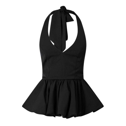 Black - Front - Odd Muse Womens-Ladies Polka Dot Peplum Top