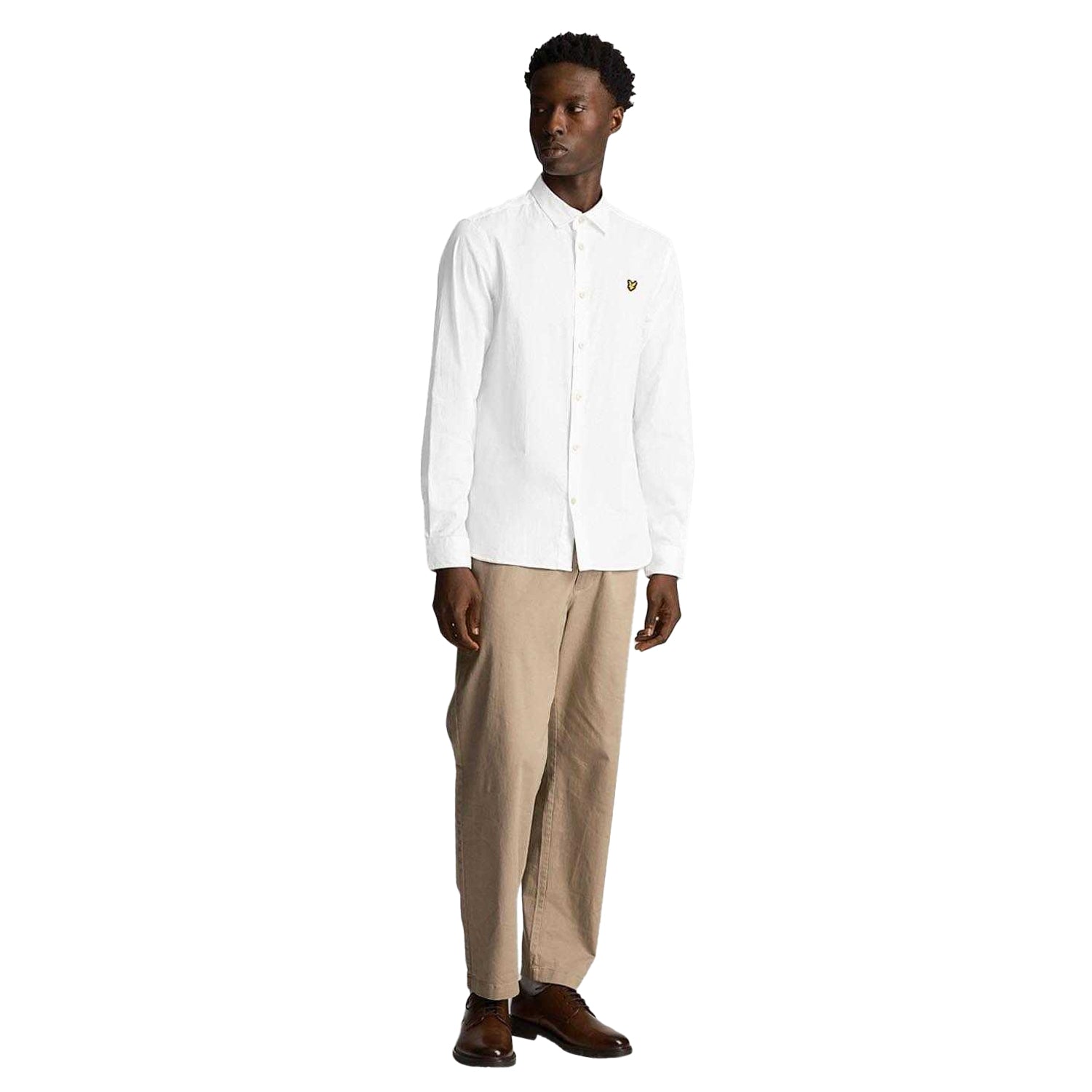 White - Lifestyle - Lyle & Scott Mens Poplin Button-Down Shirt