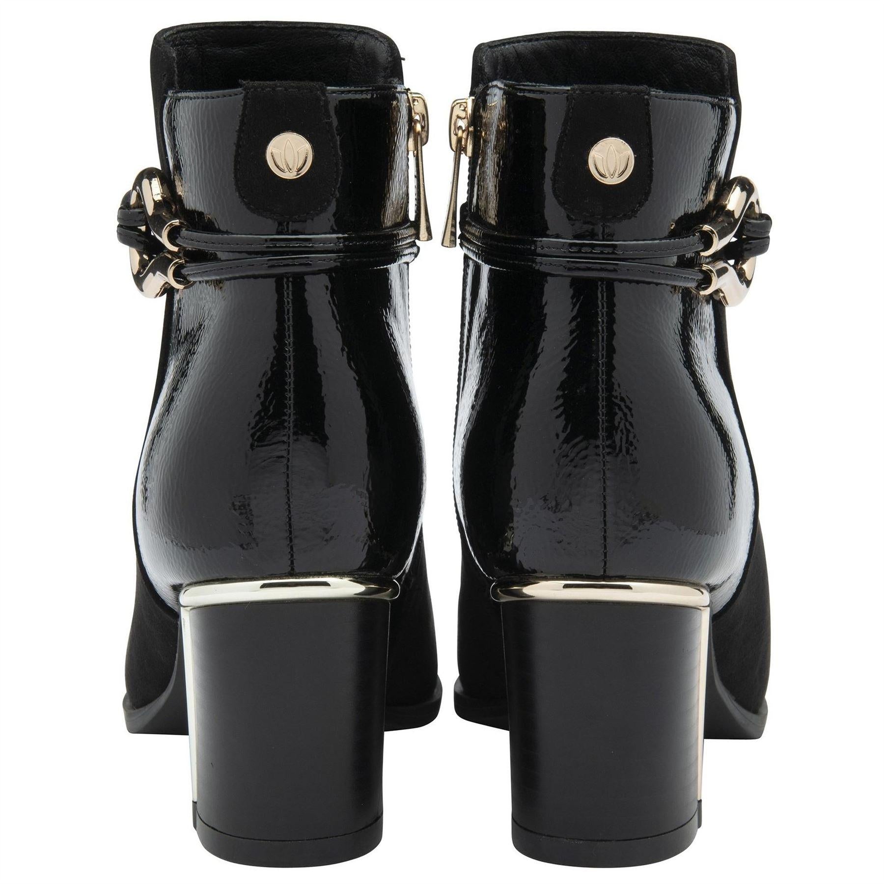 Black - Back - Lotus Shoes Womens-Ladies Ebony Textile Ankle Boots