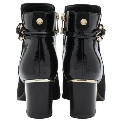Black - Back - Lotus Shoes Womens-Ladies Ebony Textile Ankle Boots