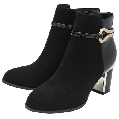 Black - Side - Lotus Shoes Womens-Ladies Ebony Textile Ankle Boots