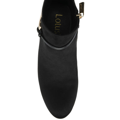 Black - Lifestyle - Lotus Shoes Womens-Ladies Ebony Textile Ankle Boots