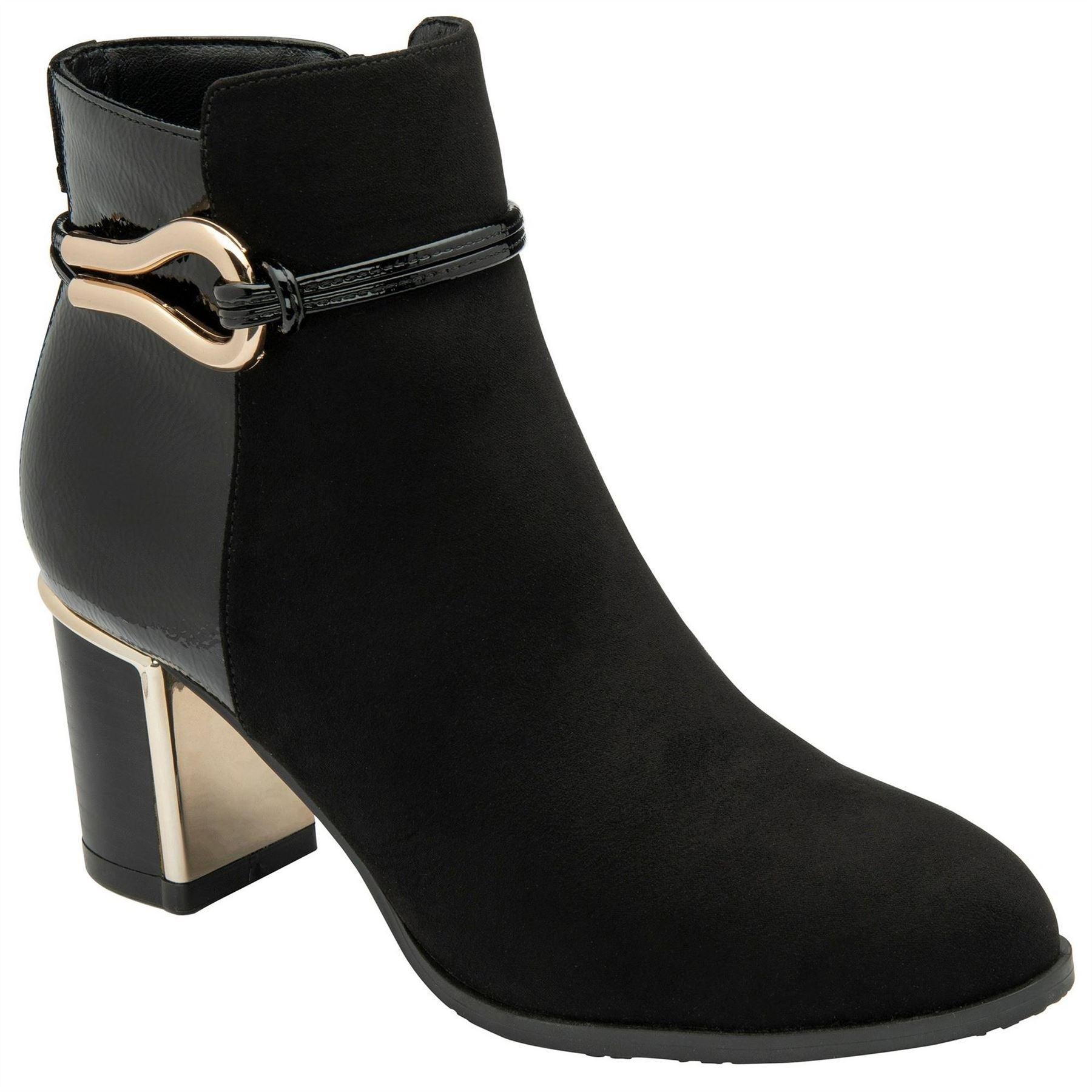 Black - Front - Lotus Shoes Womens-Ladies Ebony Textile Ankle Boots