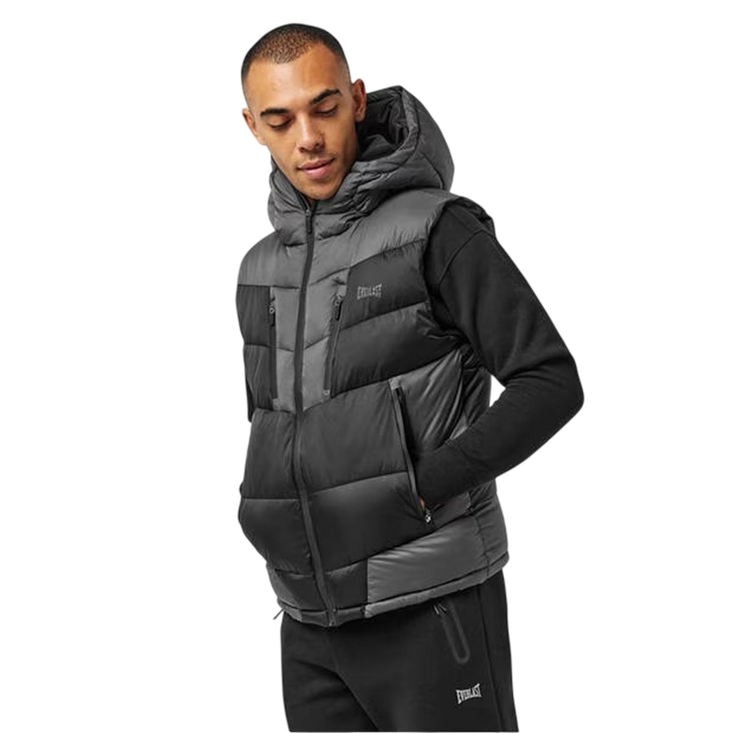 Black-Grey - Lifestyle - Everlast Mens Tech Colour Block Gilet