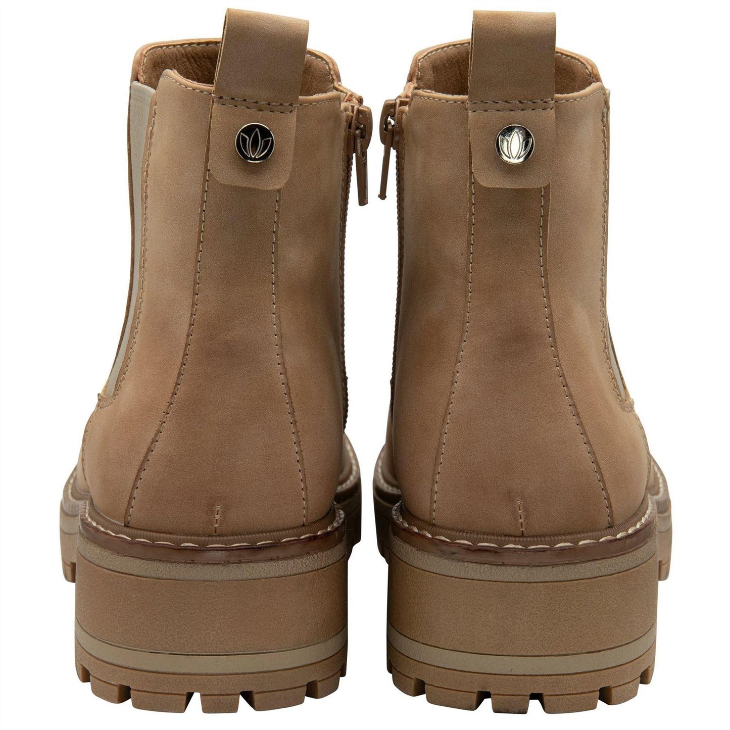 Taupe - Back - Lotus Shoes Womens-Ladies Lottie Block Heel Chelsea Boots