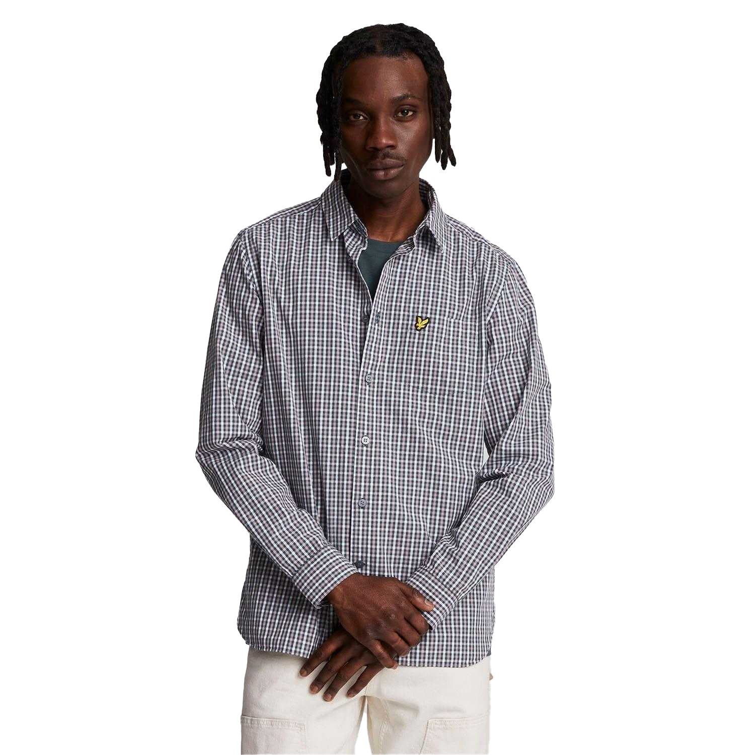 Blue - Side - Lyle & Scott Mens Gingham Button-Down Shirt