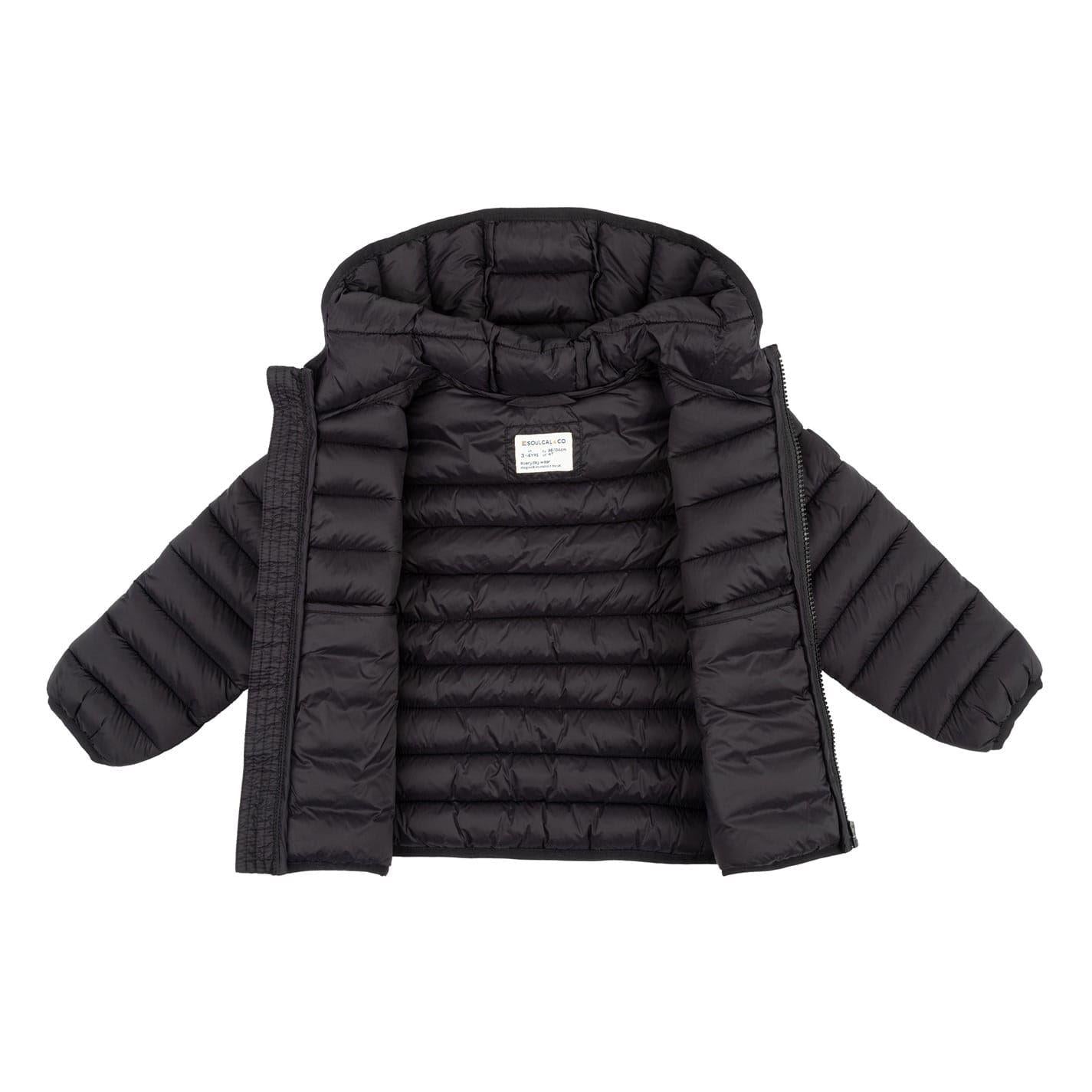 Black - Side - SoulCal Girls Bubble Hooded Puffer Jacket