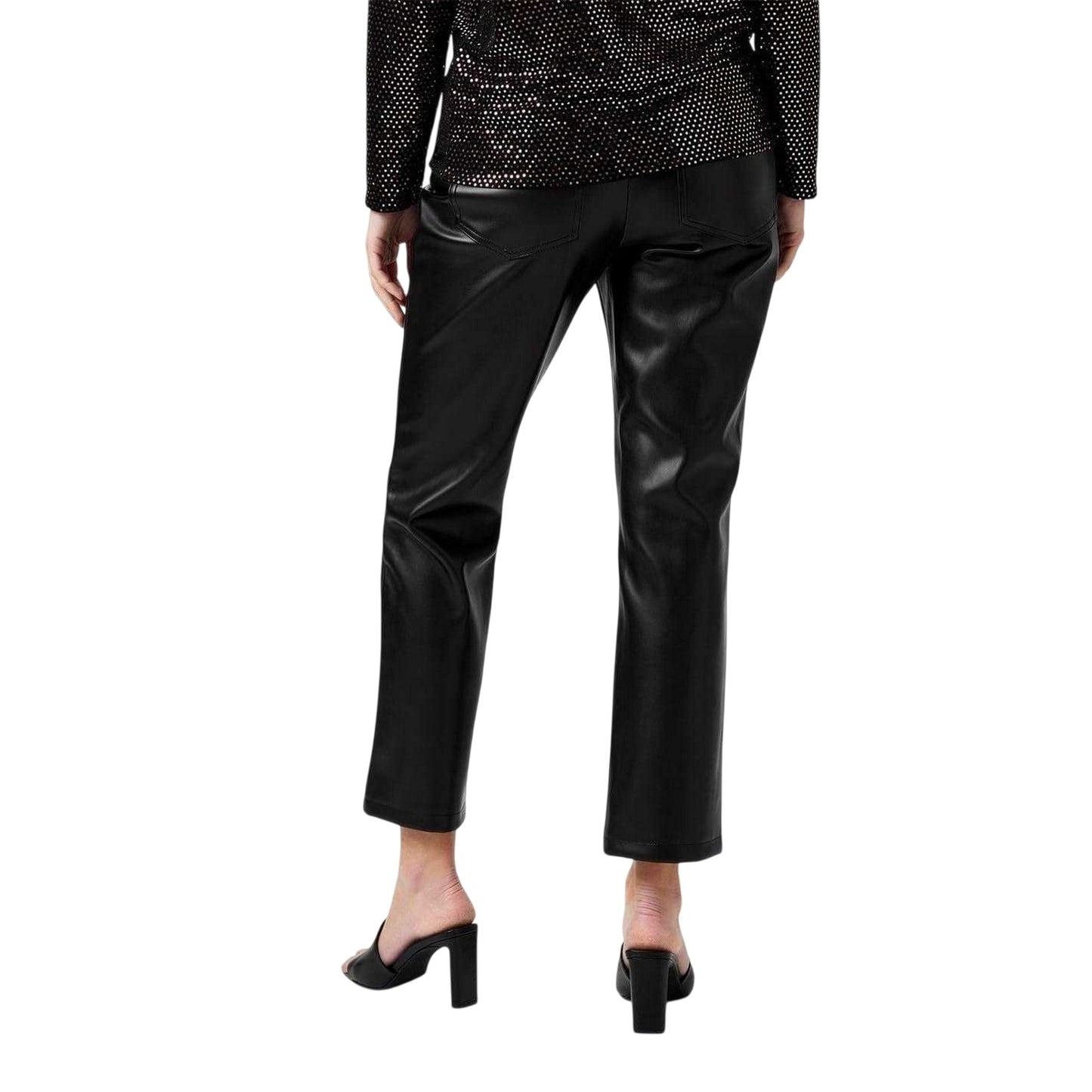 Black - Back - Biba Womens-Ladies PU Straight Leg Trousers