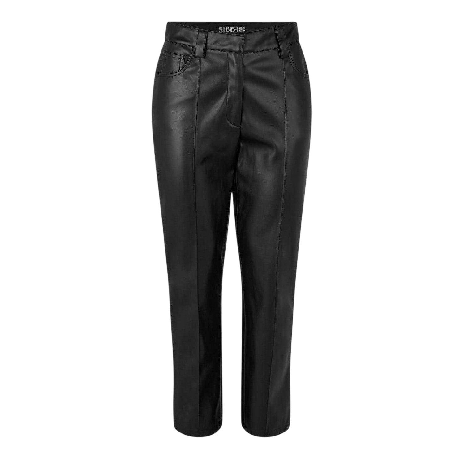 Black - Front - Biba Womens-Ladies PU Straight Leg Trousers