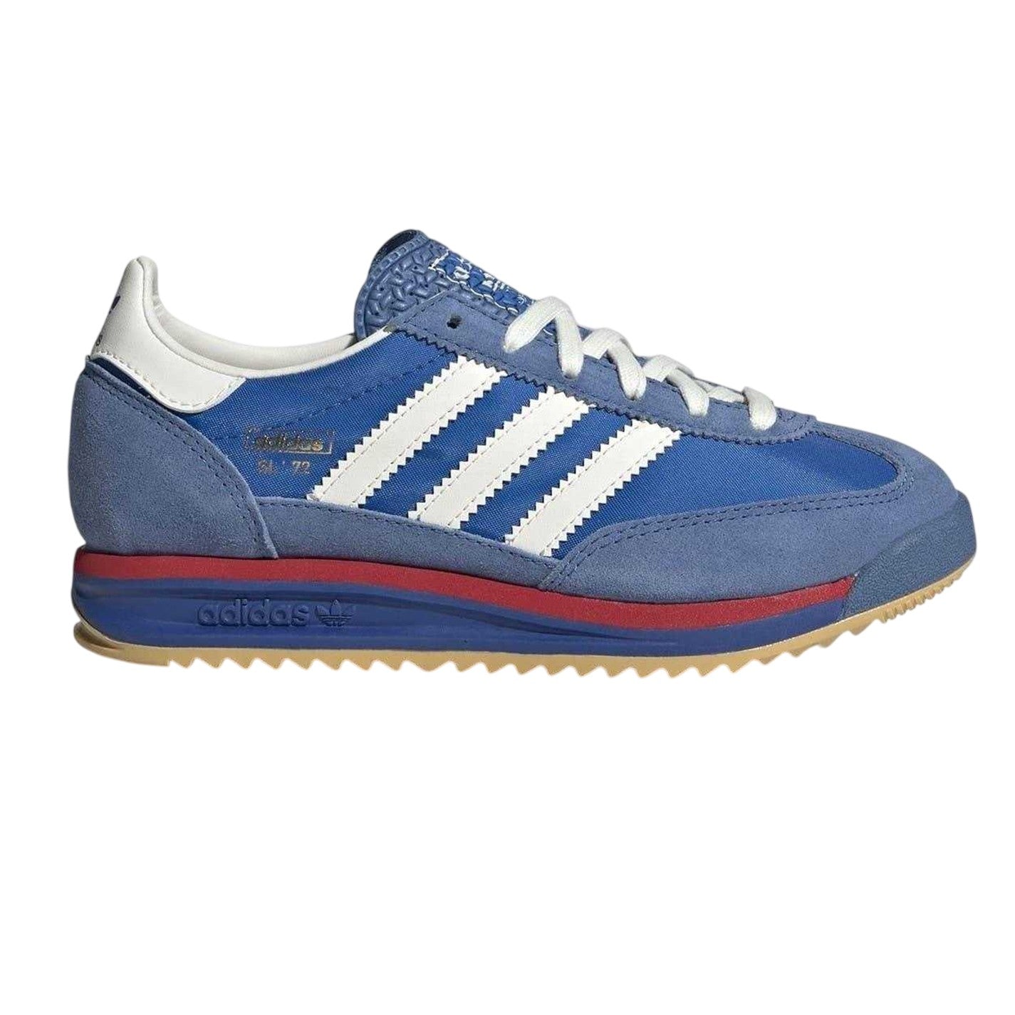 Blue-White - Front - Adidas Childrens-Kids Sl72 Stripes Suede Trainers