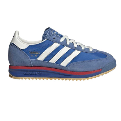 Blue-White - Front - Adidas Childrens-Kids Sl72 Stripes Suede Trainers