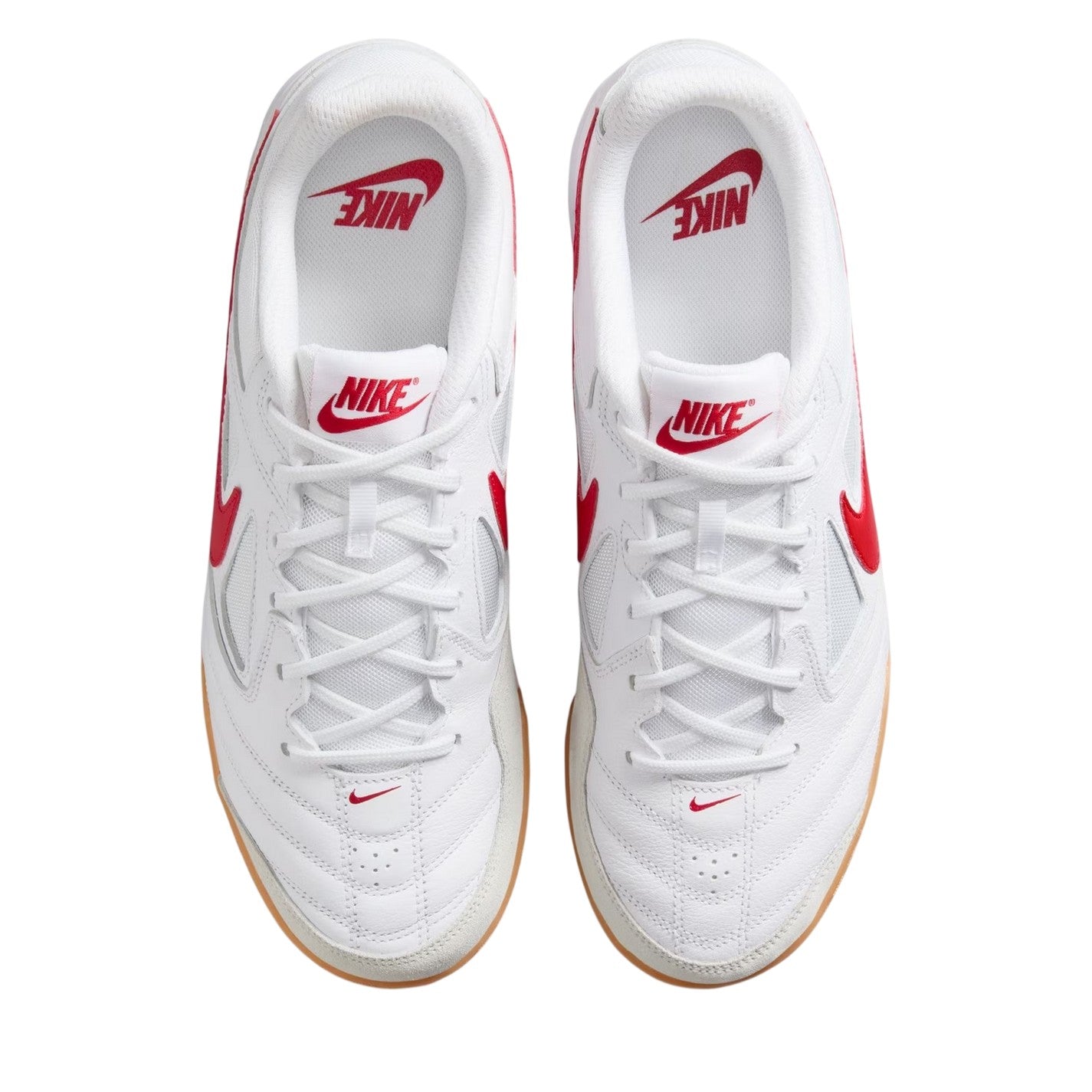 White-Red - Pack Shot - Nike Mens Gato Classic Leather Indoor Football Shoes