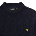 Navy - Side - Lyle & Scott Childrens-Kids Cable Knit Crew Neck Sweatshirt