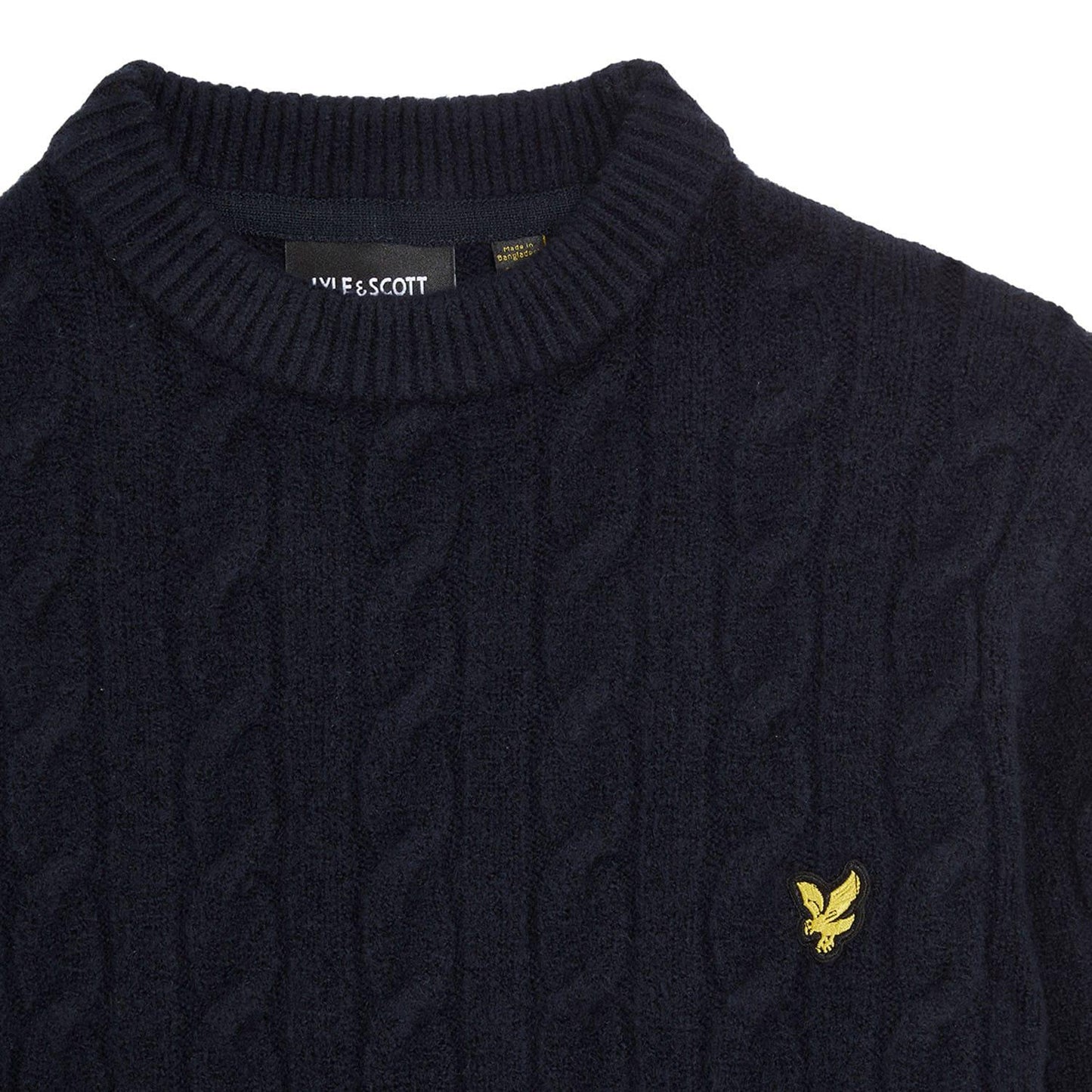 Navy - Side - Lyle & Scott Childrens-Kids Cable Knit Crew Neck Sweatshirt