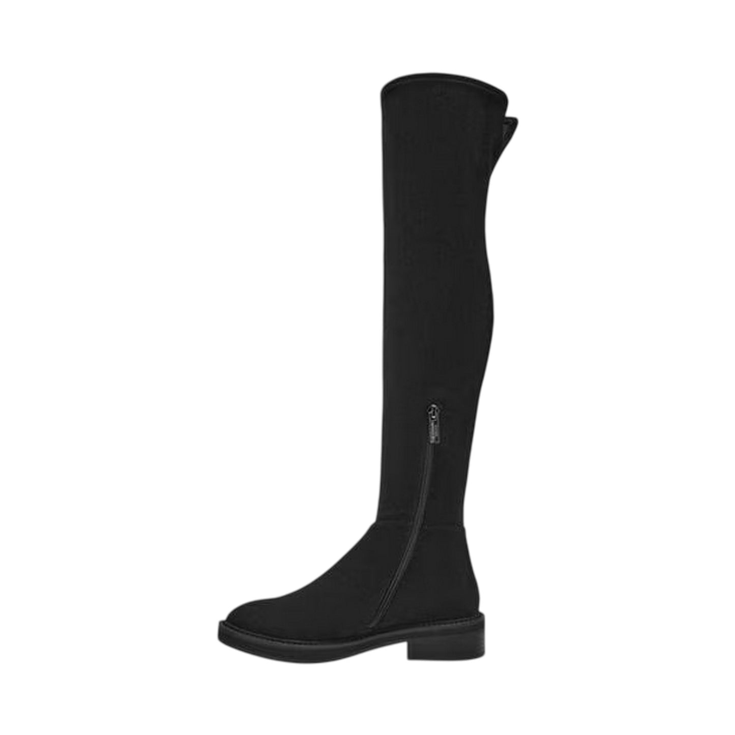 Black - Side - Steve Madden Womens-Ladies Suede Flat Thigh-High Boots