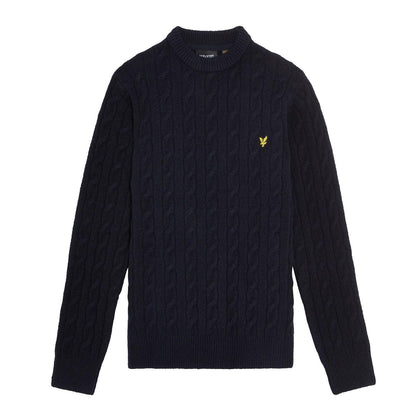 Navy - Front - Lyle & Scott Childrens-Kids Cable Knit Crew Neck Sweatshirt