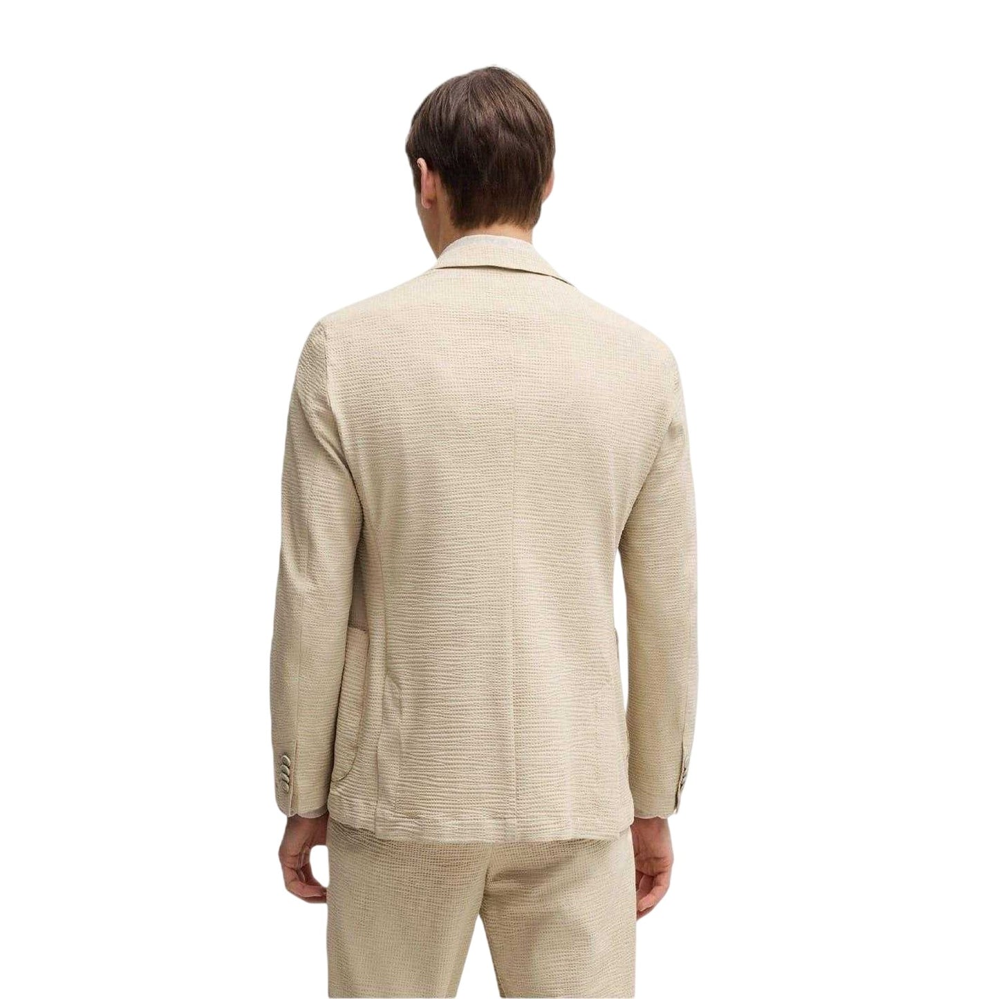 Light Beige - Back - Boss Mens Textured Notch Neck Blazer