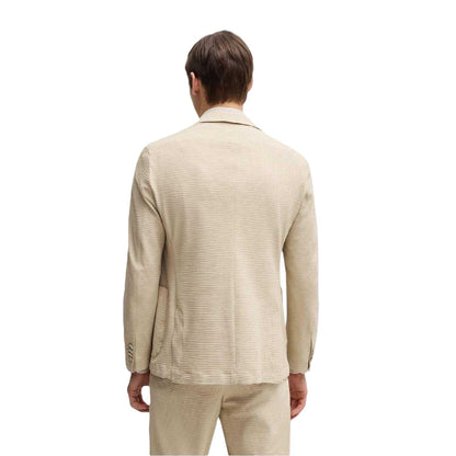 Light Beige - Back - Boss Mens Textured Notch Neck Blazer