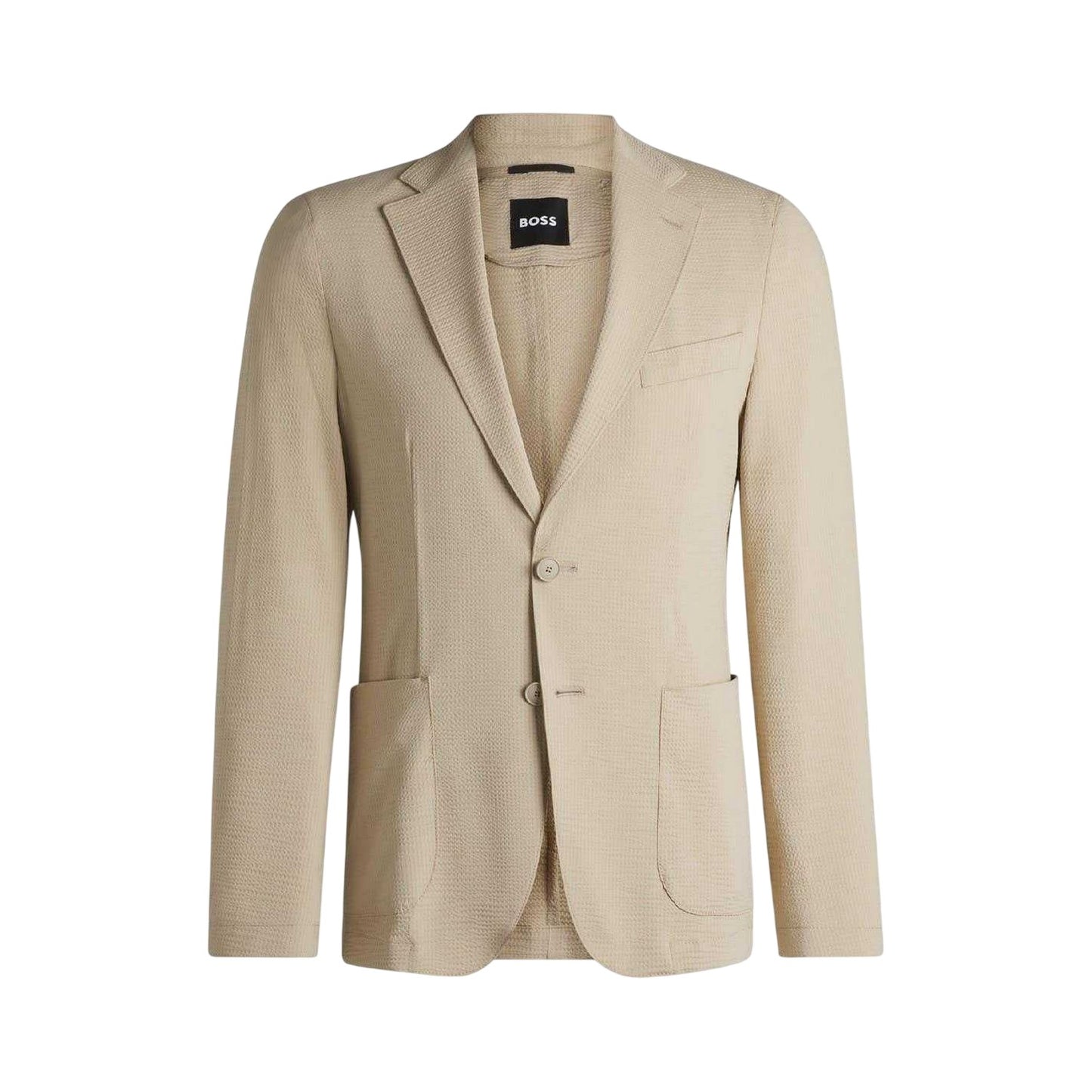 Light Beige - Front - Boss Mens Textured Notch Neck Blazer