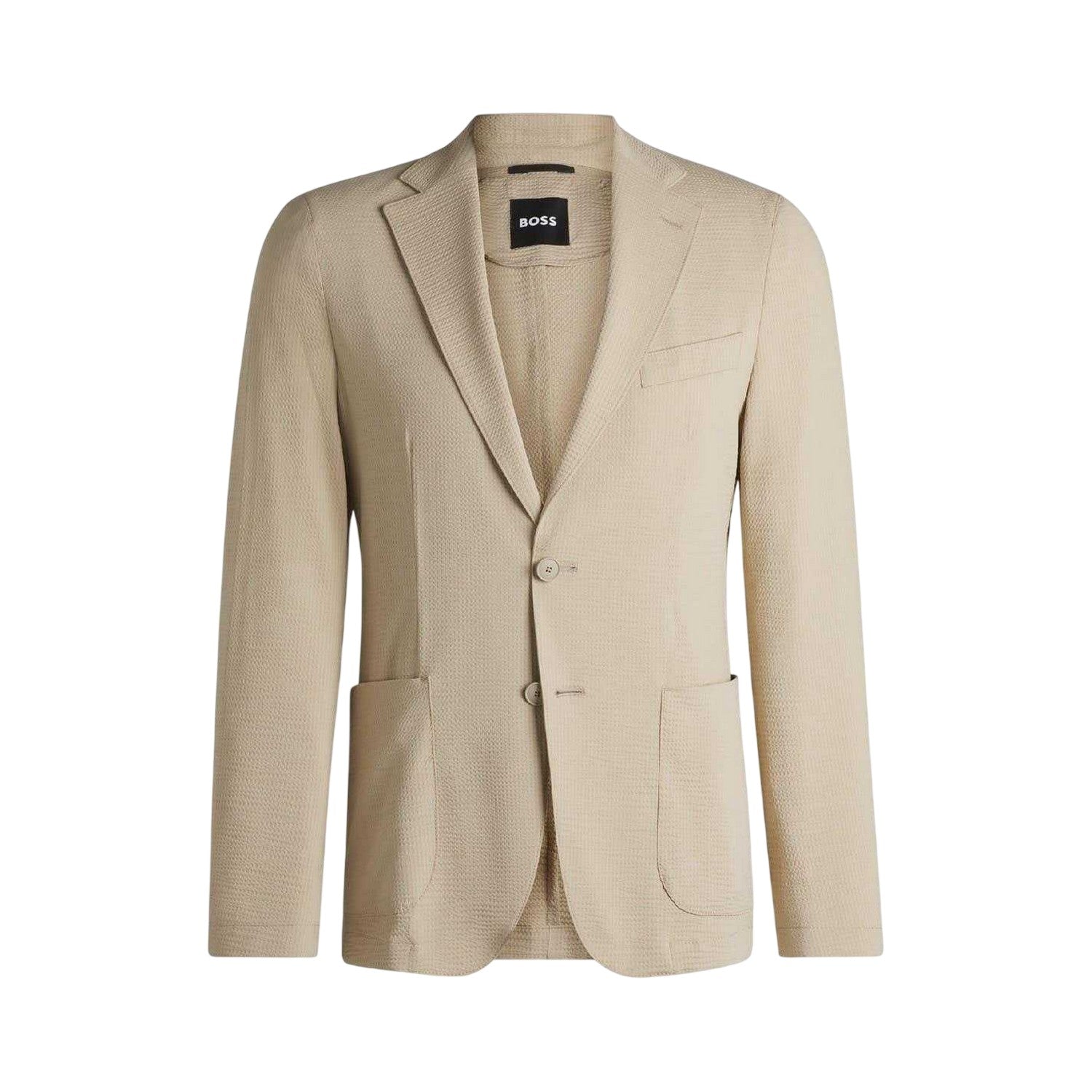 Light Beige - Front - Boss Mens Textured Notch Neck Blazer
