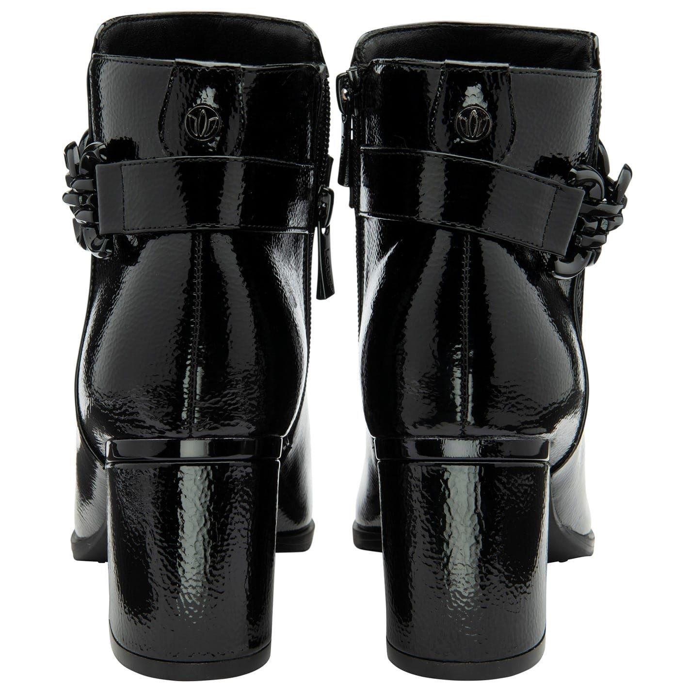 Black Patent - Back - Lotus Shoes Womens-Ladies Amarin Leather Ankle Boots