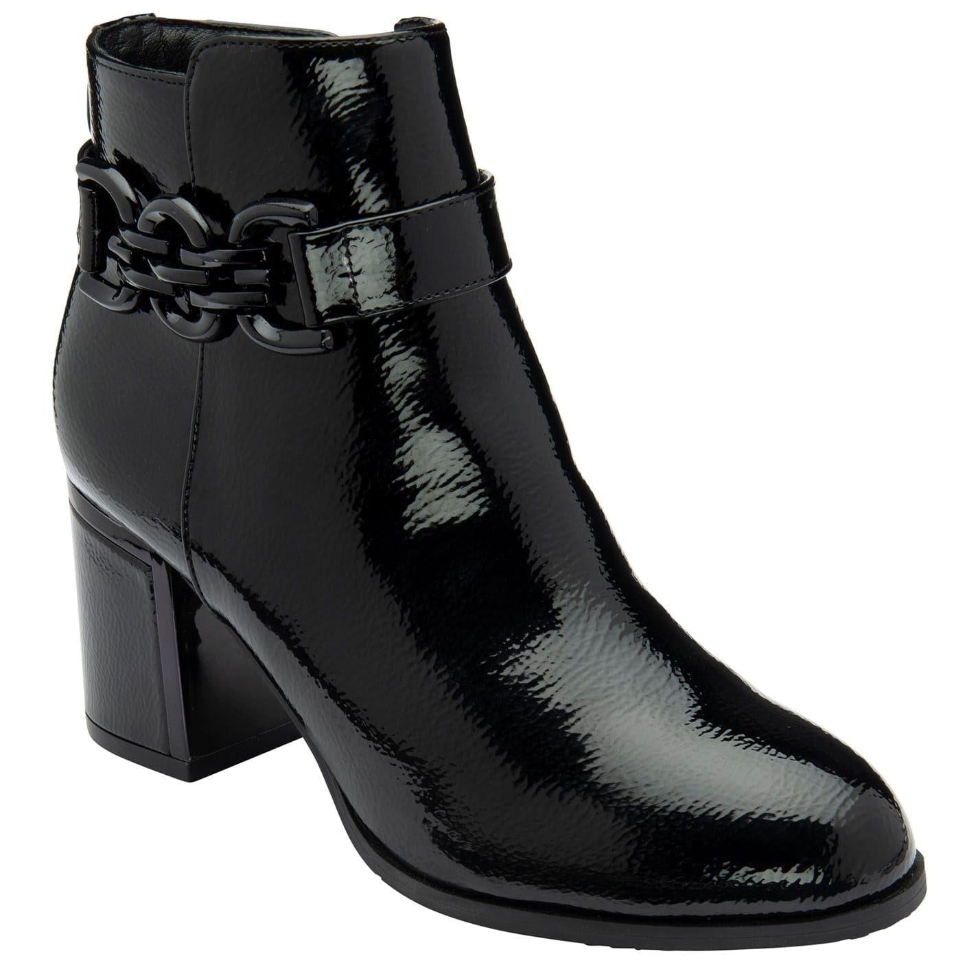 Black Patent - Front - Lotus Shoes Womens-Ladies Amarin Leather Ankle Boots