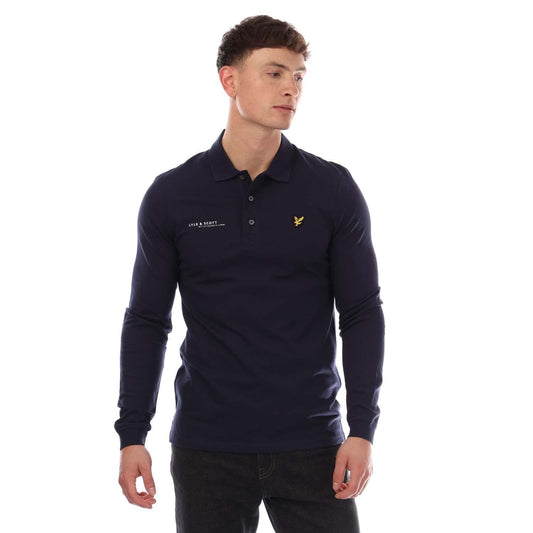Navy - Front - Lyle & Scott Mens Co-Ordinate Print Long-Sleeved Polo Shirt