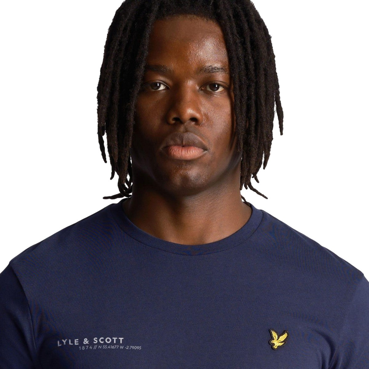 Navy - Side - Lyle & Scott Mens Co-Ordinate Print Long-Sleeved T-Shirt