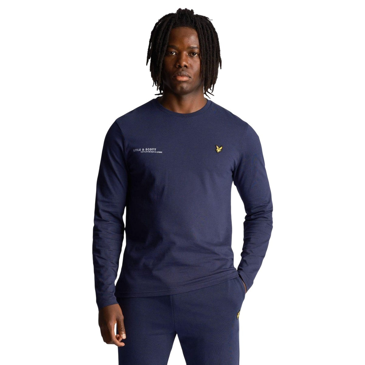 Navy - Lifestyle - Lyle & Scott Mens Co-Ordinate Print Long-Sleeved T-Shirt