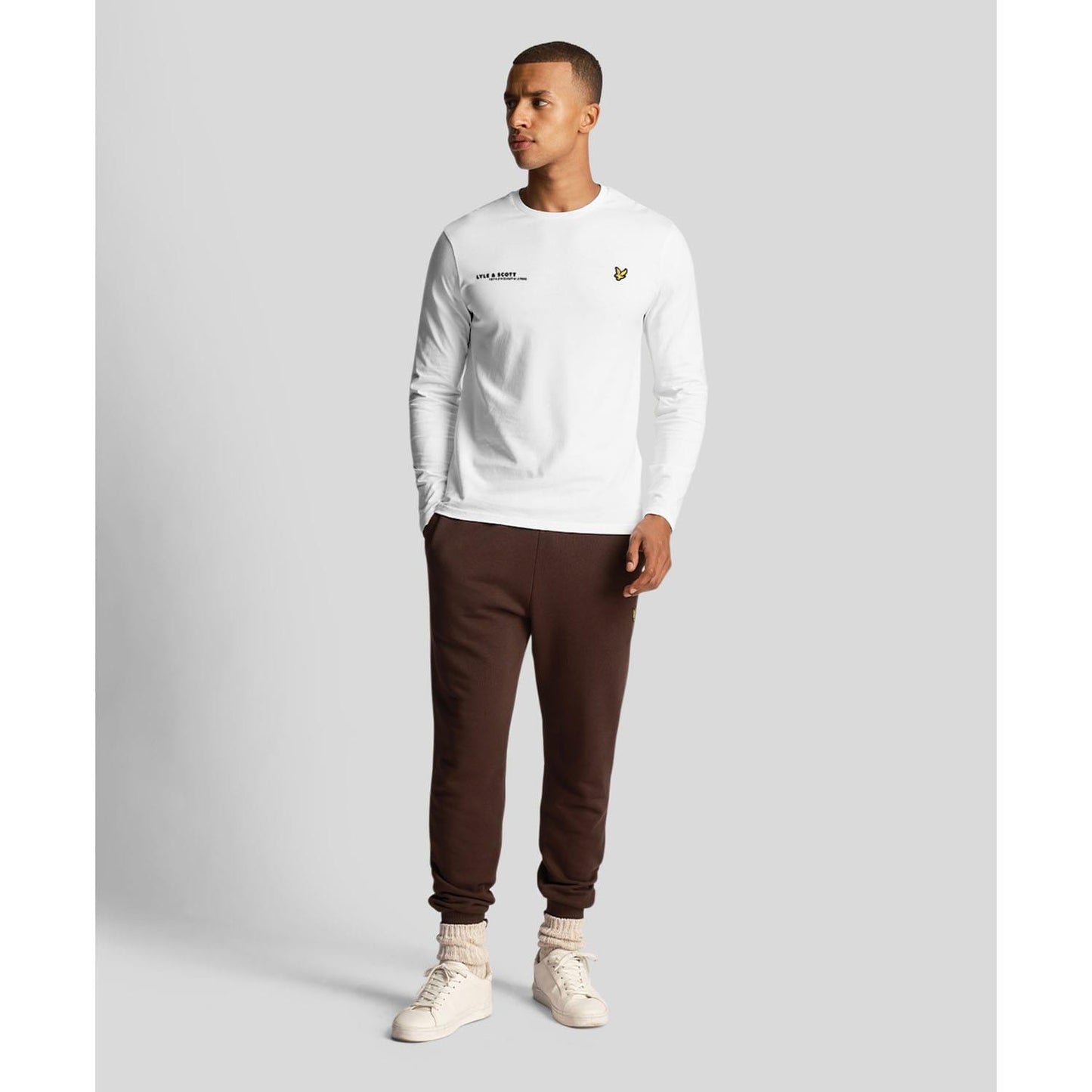 White - Back - Lyle & Scott Mens Co-Ordinate Print Long-Sleeved T-Shirt