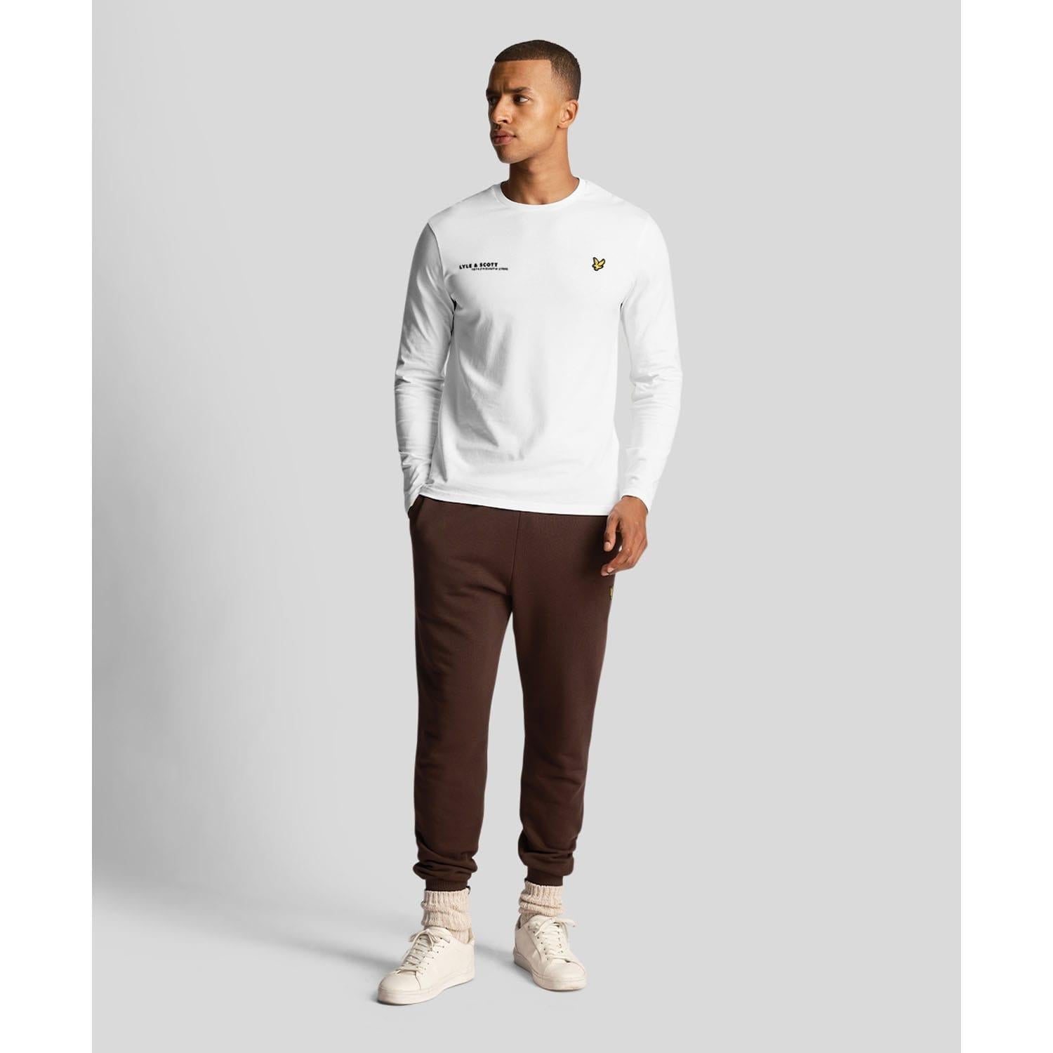 White - Back - Lyle & Scott Mens Co-Ordinate Print Long-Sleeved T-Shirt