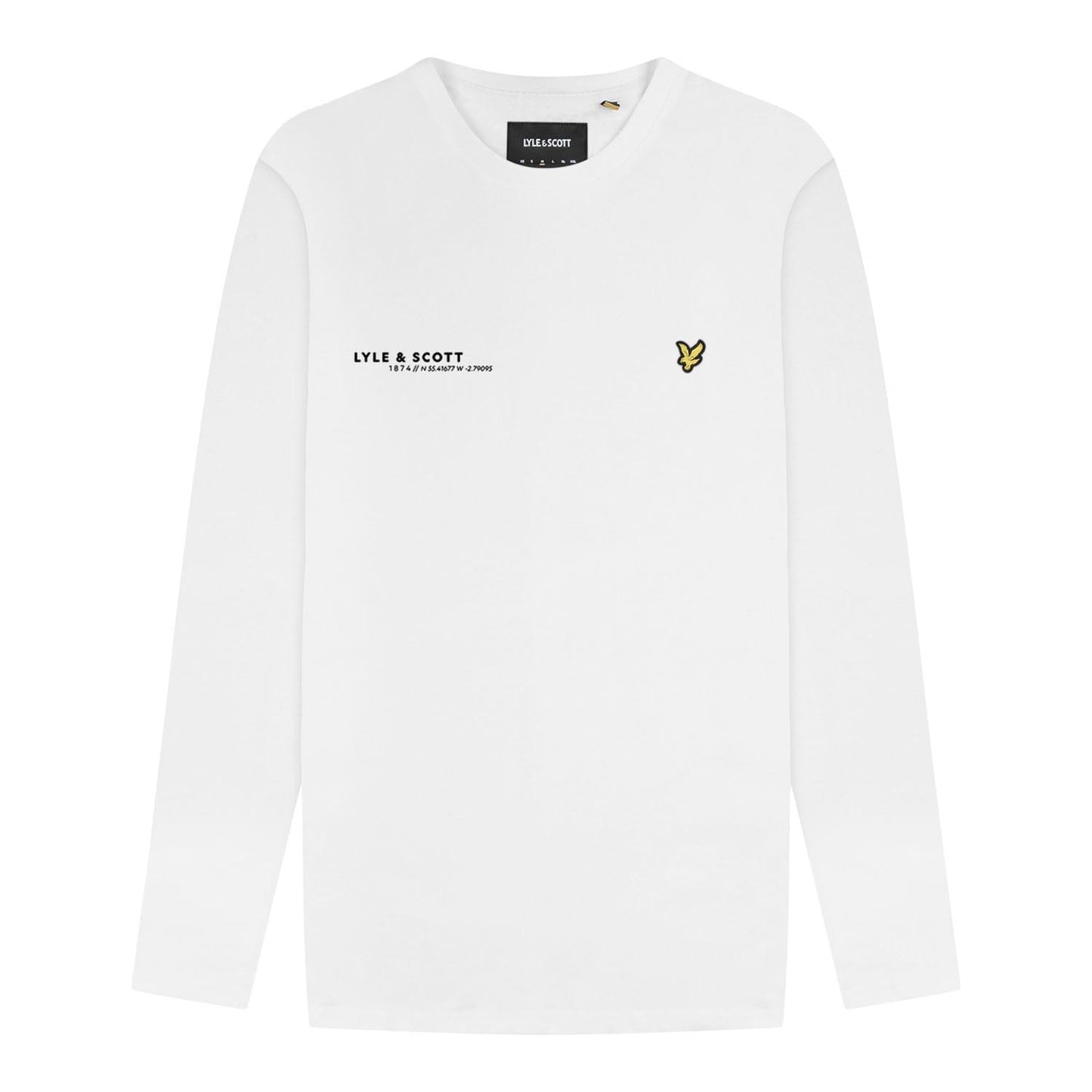 White - Pack Shot - Lyle & Scott Mens Co-Ordinate Print Long-Sleeved T-Shirt