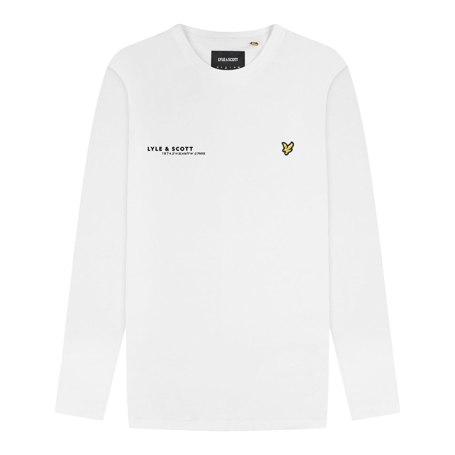 White - Pack Shot - Lyle & Scott Mens Co-Ordinate Print Long-Sleeved T-Shirt