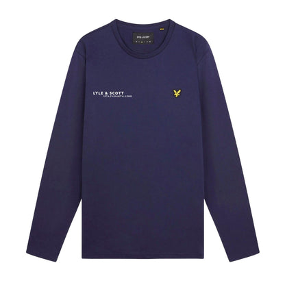 Navy - Front - Lyle & Scott Mens Co-Ordinate Print Long-Sleeved T-Shirt