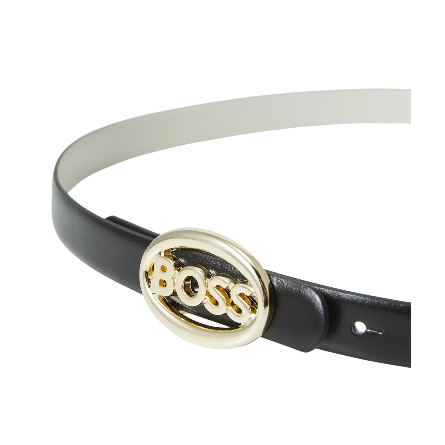 Black - Back - Boss Mens Leather Buckle Belt