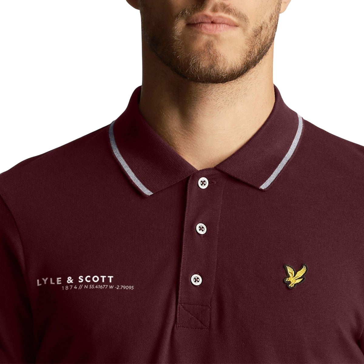 Burgundy - Side - Lyle & Scott Mens Coordinates Polo Shirt