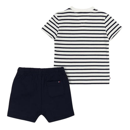 Night Navy - Back - Tommy Hilfiger Baby Stripe T-Shirt & Shorts Set