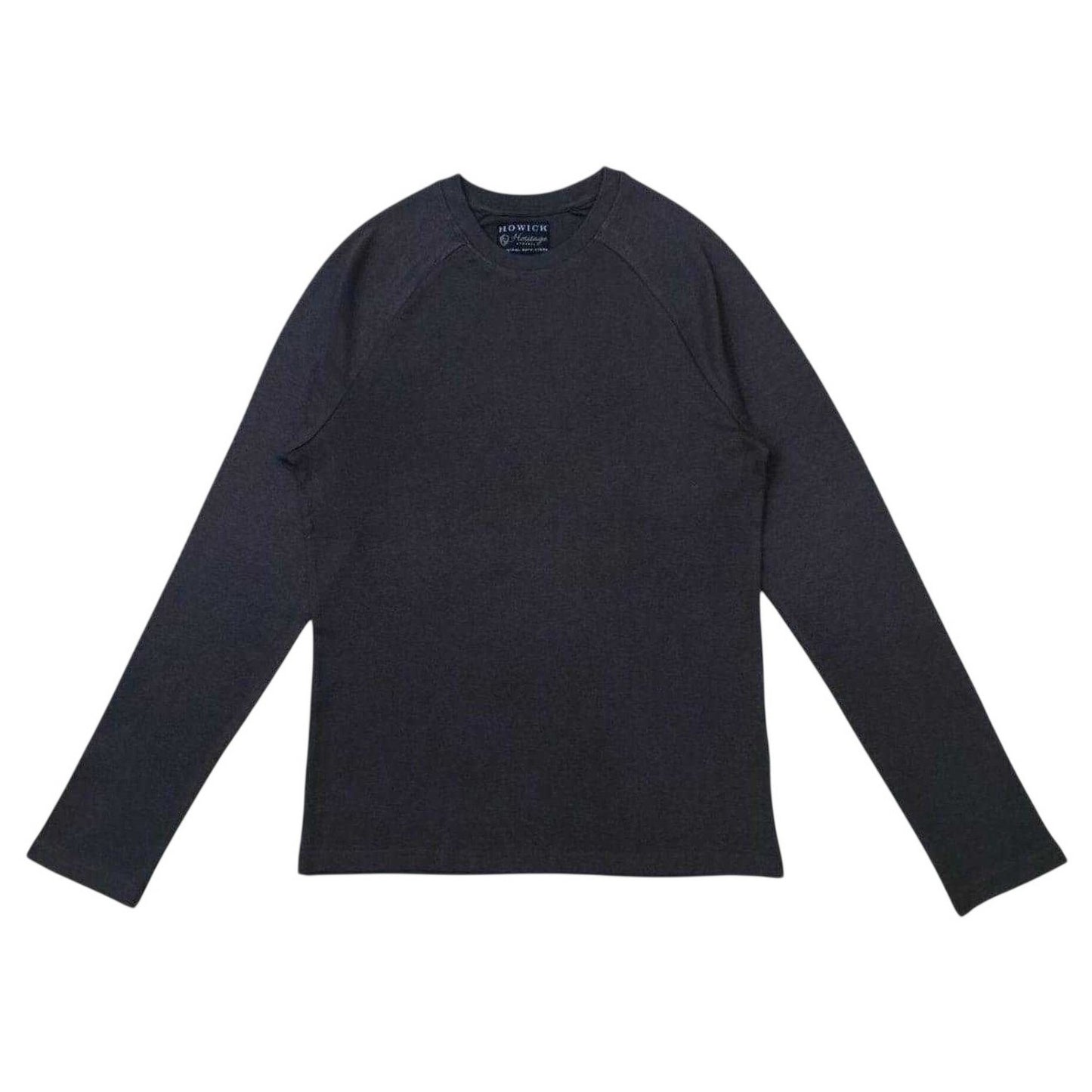 Charcoal - Back - Howick Mens Star Plain Crew Neck Long-Sleeved Long Pyjama Set