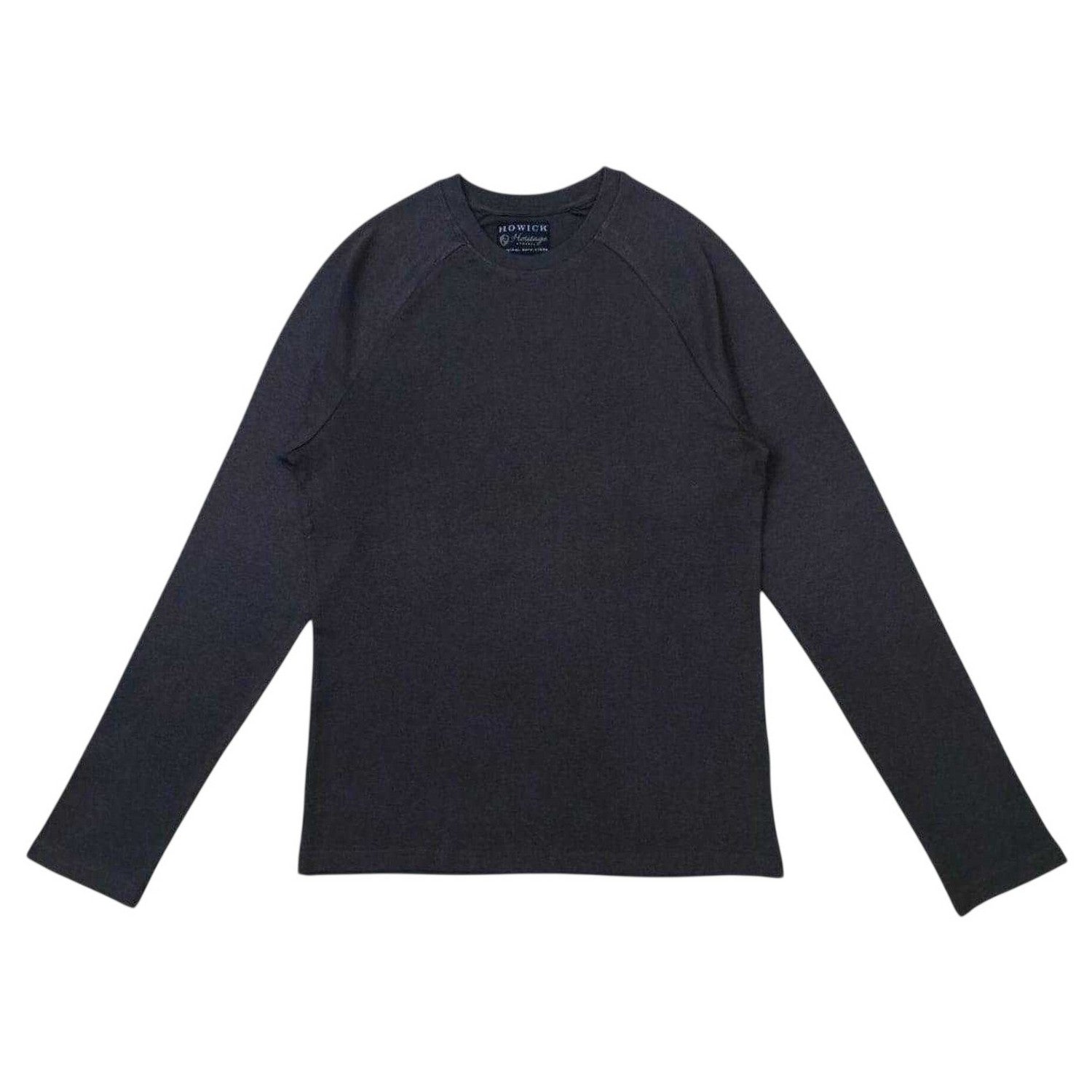 Charcoal - Back - Howick Mens Star Plain Crew Neck Long-Sleeved Long Pyjama Set