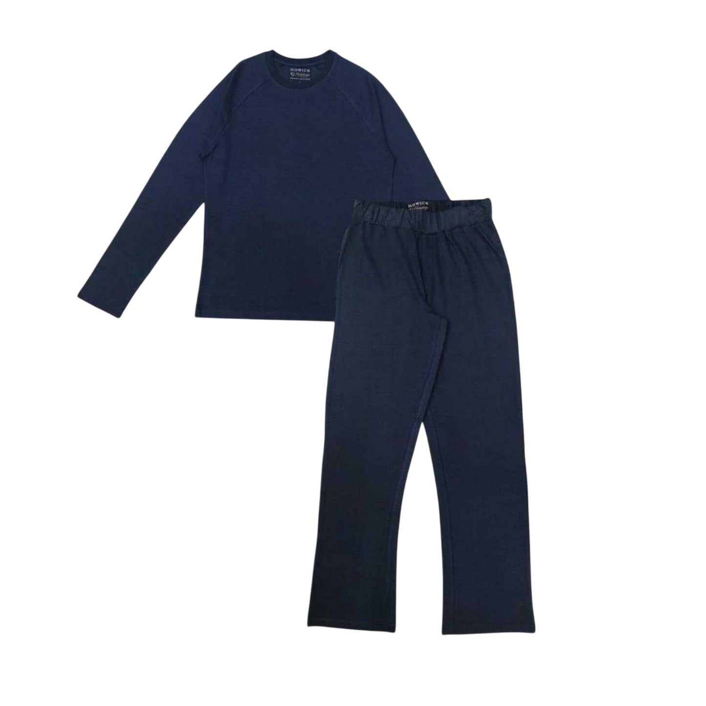 Navy - Front - Howick Mens Star Plain Crew Neck Long-Sleeved Long Pyjama Set