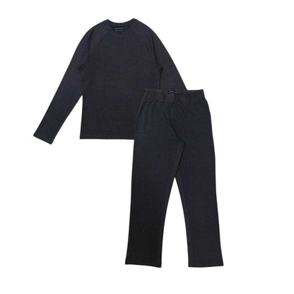 Charcoal - Front - Howick Mens Star Plain Crew Neck Long-Sleeved Long Pyjama Set