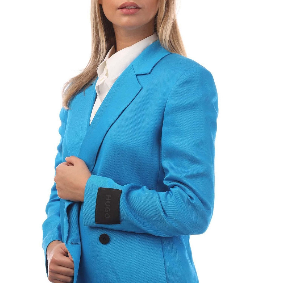 Blue - Side - Hugo Womens-Ladies Double-Breasted Blazer
